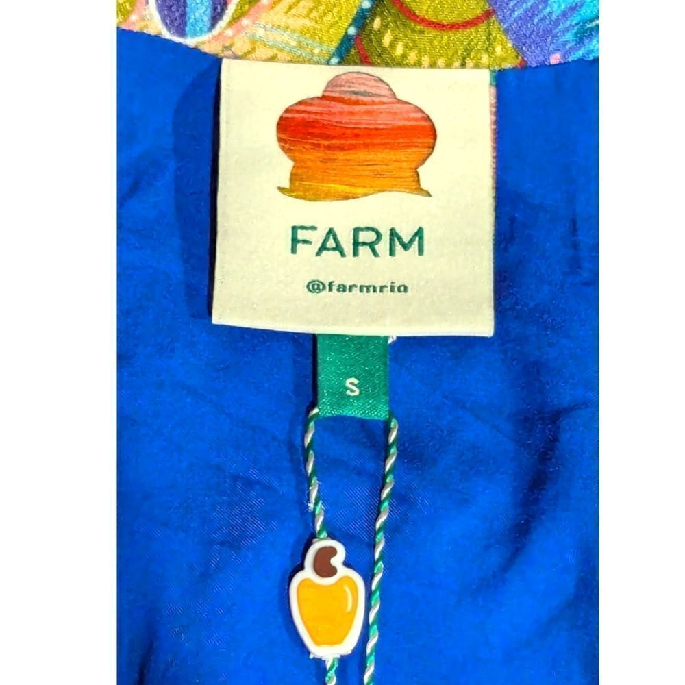 FARM Rio Blue Macaw Flight Maxi Dress Women's S Festive Colorful Bird Print NWT - Picture 10 of 10